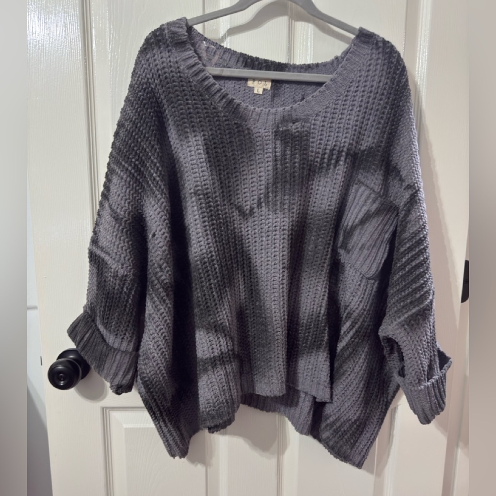 POL Dark Gray Waffle Knit Sweater